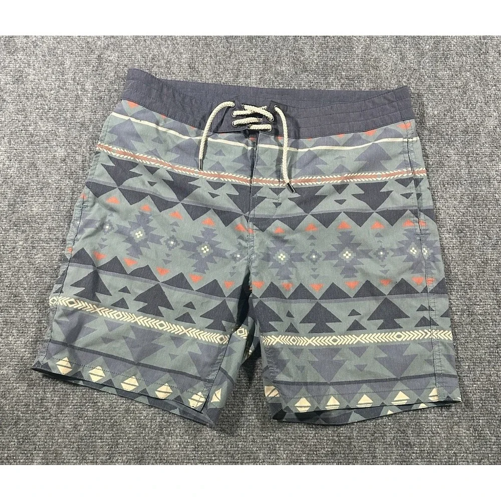 Faherty Shorts Mens 32 Doug Good Feather Board Shorts Pockets Relaxed Aztec